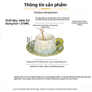 Tách Cà Phê Họa Tiết Hoa Cổ Điển và Dĩa Lót Quà Tặng Sang Trọng Nhẹ