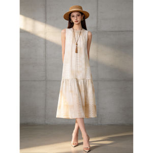 PIAOYA | Vintage Waist-cinching Embroidered A-line Sleeveless Midi Dress