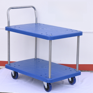 Double/Layerable Hand-Pulled Flatbed Cart Mobile Tool Cart Fence Small Push Cart Moving Load Bearing Supermarket Furniture