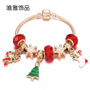 Pan family Christmas bracelet candy gift socks Christmas tree pendant snowflake beading holiday gift accessories