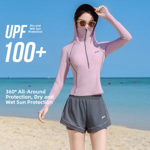 XTEP | Sun Protection Long Sleeve Modest Tummy Control Slimming Hooded Swimwear
