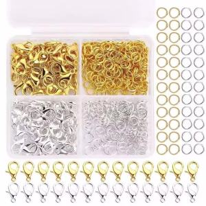 QIAO | 300Pcs Jewelry Making Kit Durable Lobster Clasps & Jump Rings with Storage Box for DIY Chain Necklace Bracelet Supplies Connect