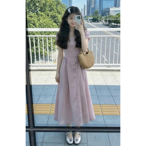 NIUVIES | Slimming Waist Short Sleeve Purple Summer Womens Dress