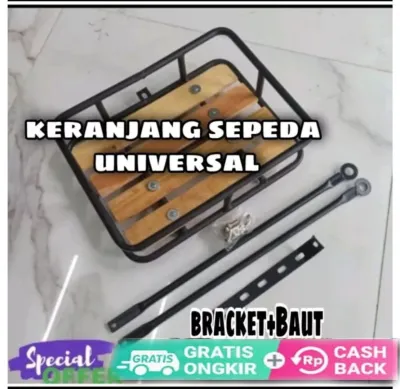 Keranjang Depan front Rack sepeda universal kayu pernis