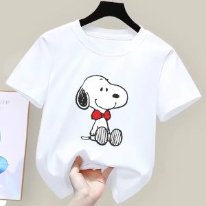 Bandai | Snoopys T-shirt Short Sleeve Tee Summer Kids White Top Clothes Girls Boys Casual T-Shirts Tees Children Cotton Cute T Shirt Gift