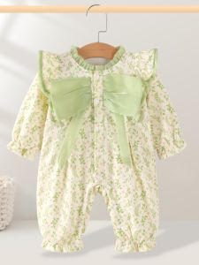 Princess Style Baby Girl Outfit Cotton Romper Suit Autumn Collection Double Layered Clothes Adorable 100 Day Princess Outfit