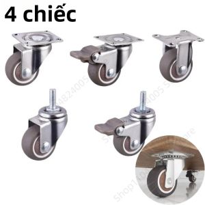 Bộ 4 Bánh Xe Xoay Đa Năng Chịu Lực Cao Bằng Cao Su Mềm Cho Đồ Nội Thất Kích Thước 1 1.25 1.5 2 Inch Giảm Tiếng Ồn Chịu Mài Mòn