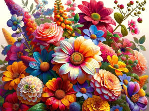 Huacan Full Square Round Drill Diamond Painting Daisy Rose Dahlia Diamond Embroidery Flower Art Decorative Paintings