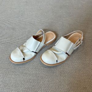 Summer New Round Toe Cut-out Roman Sandals Womens Hollow Block Heel Low Heel Small Man Toe Womens Shoes