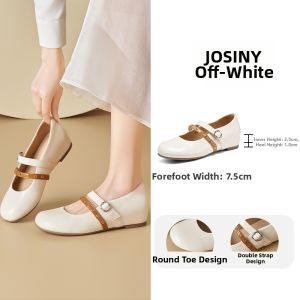 Josiny | French Mary Jane Flats Leather Shoes with Concealed Height Increasing