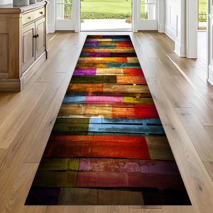 พรมปูพื้นลายทางสีสันสดใส VIKAMA เหมาะสำหรับตกแต่งบ้านในห้องโถง ห้องครัว และห้องซักผ้า