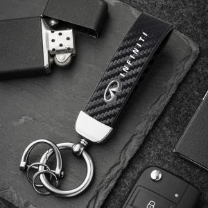 Car Carbon Fiber Style Keychain Microfiber Leather Key Chain For Infiniti QX55 QX50 QX60 Q50 Q70L QX30 QX80 Q60 Q70 QX70 Q30 Q60