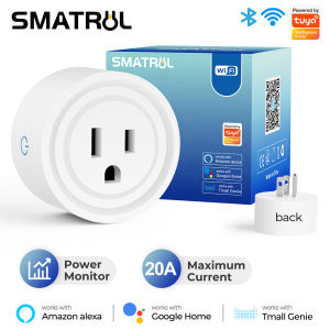 SMATRUL Smart Wifi Plug wifi Socket with Power moniter Remote Control 10A/16A/20A WiFi Sockets Compatible for Alexa/Google Home Assistant US Plug