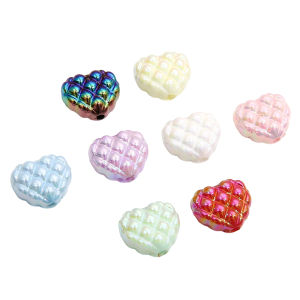 4pcs 16x13mm Colorful Acrylic Plaid Heart Beads Charms Loose Bead for Women Earring Bracelet Necklace DIY Jewelry Making Craft