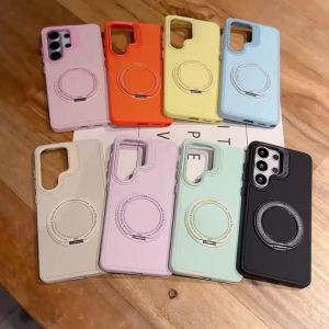 360° Rotating Magnetic Folding Stand Phone Case For Samsung S26 S25 S24 Ultra Plus For Magsafe Bracket Shockproof Armor Cover