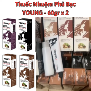 Kem nhuộm tóc phủ bạc YOUNG 60g x 2  6 mã màu phủ bạc  tóc nhuộm bóng mượt.
