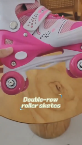 Beige Roller Skates Adjustable Double Row Skate Roller 4 wheel Roller Skate For Kids/Adult
