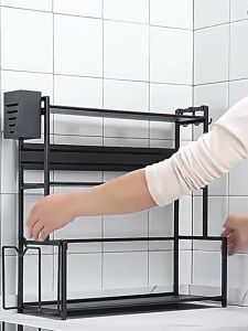 Kitchen storage rack 2 to 3 layers spices  knives chopsticks multi-functional stainless steel daily necessities storage