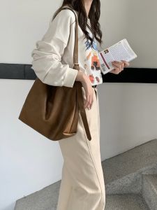 Marles Kavlion Soft Surface Tote Bag Casual Zipper ปิดกระเป๋าช้อปปิ้งรูปร่าง Pure Color สไตล์ญี่ปุ่นและเกาหลีใต้สําหรับเยาวชน