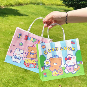 กระเป๋าของขวัญการ์ตูนน่ารัก5ชิ้นสำหรับเด็กกระเป๋ากระดาษสำหรับวันเกิดกระเป๋าใส่ขนมร้านเค้ก