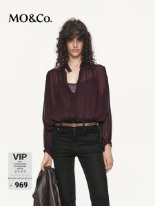 MO&Co. | Spring and Autumn Lightweight Loose Tunic with Chiffon Voile