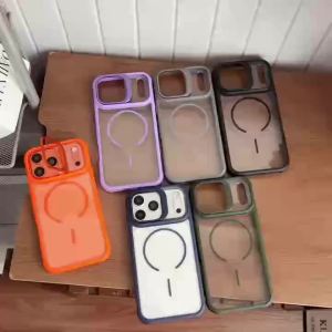 szhaiyu | Luxurious Magnetic ShockProof Lens Holder Case For iPhone 18 Pro Max 17 16 15 14 13 Pro Transparent Kickstand Protective Cover