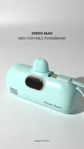 (NEW)2 in 1 20000mAh Mini Powerbank Portable 20W External Battery Plug in Charging Playing Game Power Bank Fast Charger For Lightning/ Type C Powerbank