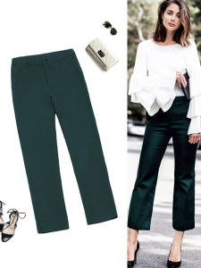 High Waist Straight Leg Suit Pants Womens Slim Fit Nine Points Green High Waist Straight Tube Trousers Autumn New Style