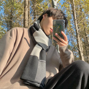 Khăn Choàng Lông Cừu Cao Cấp Cho Nam Mùa Đông Ấm Áp Phong Cách Hàn Quốc Lông Cừu Nhân Tạo 50cm Trẻ Trung 180cm Cho Nam