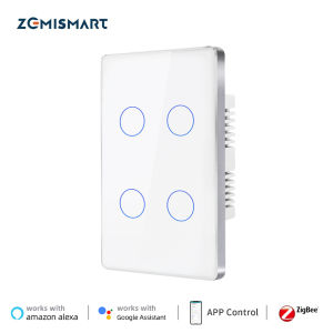 Zemismart Smart Home Zigbee Relay Switch for Alexa, Siri, and Homekit - 4-Button Bottom Switch with Neutral White Light Function - ZMHK01