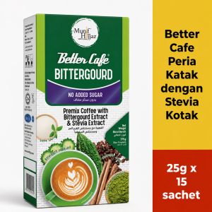 Munif Hijjaz Better Cafe Peria Katak Coffee 100% Original (25g/sachet) - 25g x 20 sachet - 3-in-1 Coffee - Stevia Box