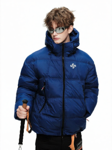ERSN STUDIO | Windproof Thermal High Collar Diagonal Zipper Down Jacket