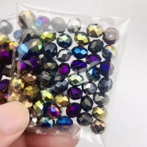 Plating Colors Austrian Crystal Spacer Flat Faceted Round Shape Loose Beads For DIY Jewelry Bracelet Necklace Findings 3/4/6/8MM