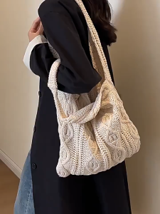 Tas Anyaman Jerami Wanita LOOYOYU Tas Bahu Korea Trendi Tas Pantai Besar untuk Travel & Liburan