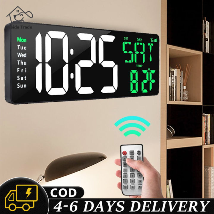 13inch Led Digital Alarm Clock Time Date Temperature Week Display Wall