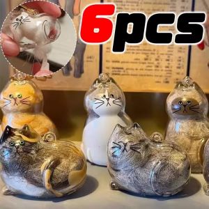 6PCS Cat Hair Storage Box Hanging Cat Keychain Pendant Backpack Cat Bag Hanging Decor Pet Hair Storage Cute Keychain Pet Souvenirs
