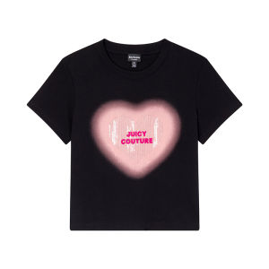 Juicy Couture | Black Heart Embroidery Beaded Print T-Shirts