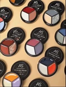 AS สีเจลแบบตลับ 3 in1 Solid Nail Polish 1ตลับ มี 3 สี