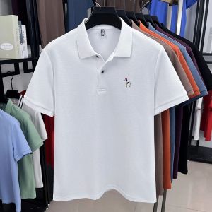 แบรนด์หรูของผู้ชาย 100% Cottonเสื้อโปโลปักฤดูร้อนสบายๆแขนสั้นสบายเสื้อยืดชายสวมใส่