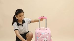 Cartoon Childrens School Bags with 6 Wheeled Trolley Backpack Teenagers Girls Rolling Backpack Students Kids Backpack