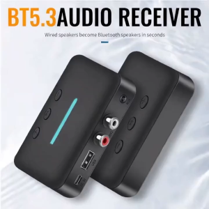 (local delivery) Kebidumei USB Bluetooth 5.3 Audio Receiver Adapter Wireless Stereo Music 3.5mm AUX R/L RCA Support U-Disk Playback For Desktop Speaker Amp