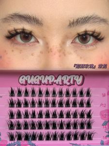 ขนตาปลอม GUGUPARTY Rose Thorn ขนตาปลอมแบบแยกชิ้นหนาธรรมชาติสำหรับผู้หญิงผิวสีเอเชียสไตล์การ์ตูนหนาและหนา