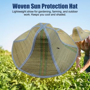 Foldable Bamboo Rattan Fishing Hat Handmade Weave Straw Hat Tourism Rain Dance Props Cone Outdoor Fishing Sunshade Fisherman Hat