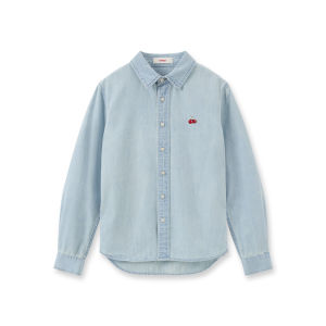 Embroidered Washed Jeans Blue Shirt