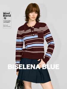 BEIQIANI | Striped Contrast Knit Polo Shirt Winter Casual Commuting