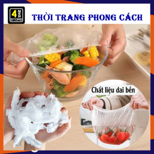 100 Màn Bọc Thực Phẩm PE Có Chun Co Giãn Siêu Dai - Mũ Chùm Đầu Màng Bọc Thức Ăn Chống Bụi Dày Dặn Co Giãn Dùng 1 Lần Tiện Dụng - Chun Bọc Đồ Ăn