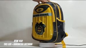 (FREE BOTOL) RIZSTORE KIDS - Tas Ransel Sekolah-Tas LED 3D Karakter Batman Anti Air (Waterproof)