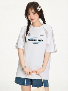 Gbiaior | American College Style Street Design Letter Print Short Sleeve T-Shirt