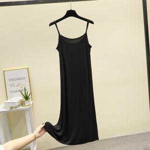 Váy Midi Cạp Cao Bằng Vải Modal Cho Nữ Váy Bó Sát Không Tay Màu Trơn Mùa Hè 2024 Chất Liệu Polyester Quần Lót