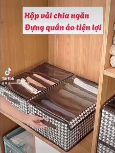 Hộp Vải Đựng Quần Áo Chia Ngăn Có Nắp Đậy  Thùng Đựng Đồ Gắp Gọn Thông Minh TramAnhshop